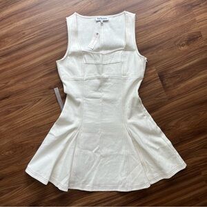 Anthropologie En Saison Cream Denim Fit and Flare Mini Dress